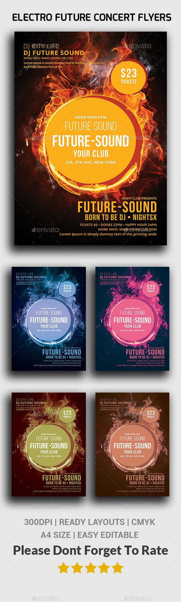 Electro Future Concert Flyers - Events Flyers