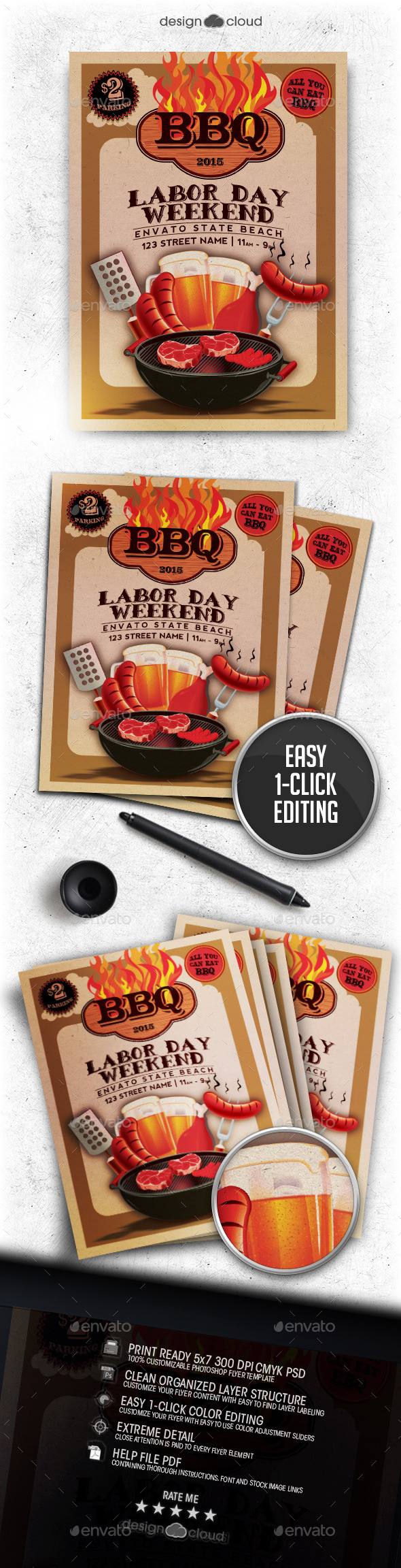 The Labor Day Weekend BBQ Flyer Template - Holidays Events
