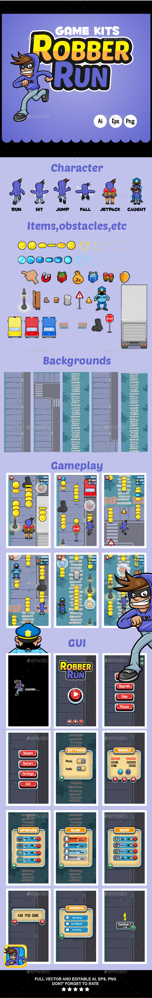 Game Assets Robber Run - Game Kits Game Assets