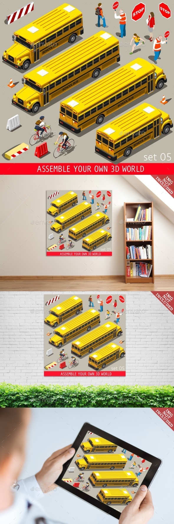 School Bus Vehicle Isometric - Objects Vectors