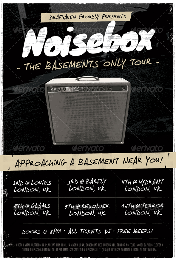 Noisebox - Grunge Flyer Template - Concerts Events