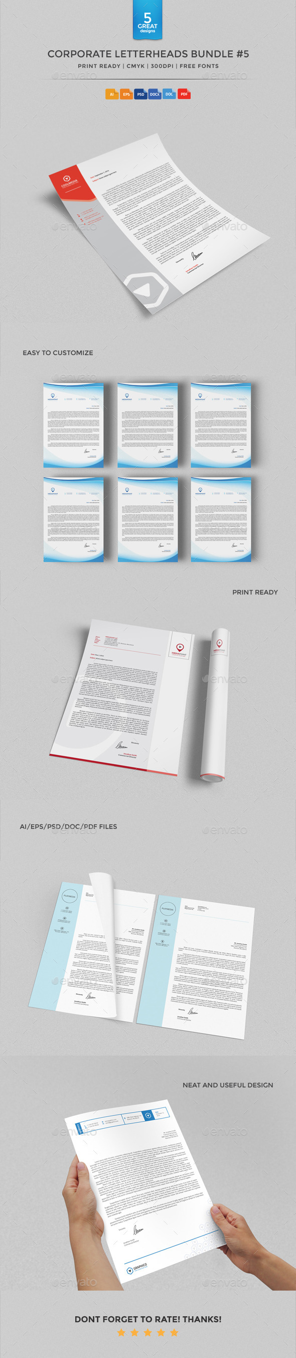 Corporate Letterheads Bundle #5 - Stationery Print Templates