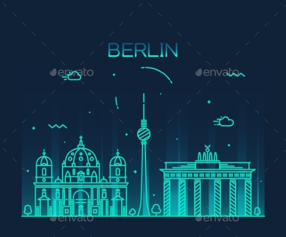 Berlin Skyline Trendy Vector Illustration Linear Berlin Skyline Trendy Vector Illustration Linear