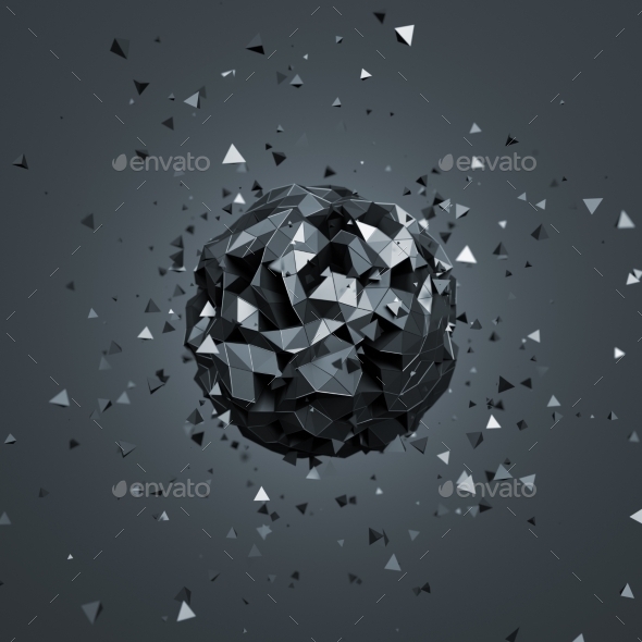 Abstract 3D Rendering Of Low Poly Sphere. - 3D Backgrounds