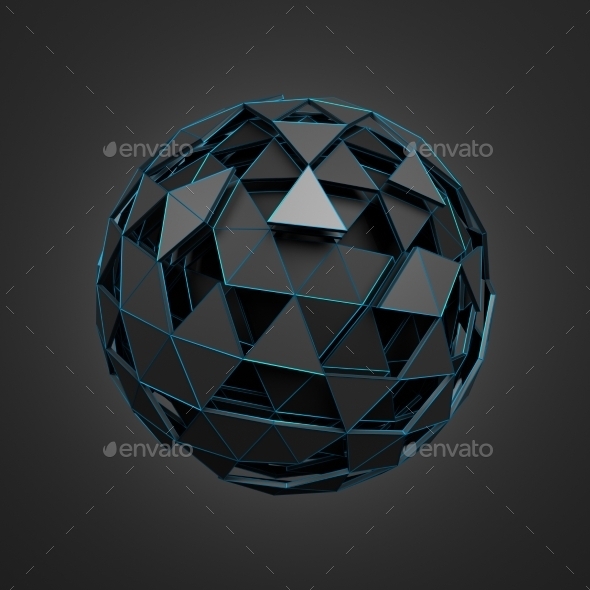 Low Poly Black Sphere With Chaotic Structure Low Poly Black Sphere With Chaotic Structure