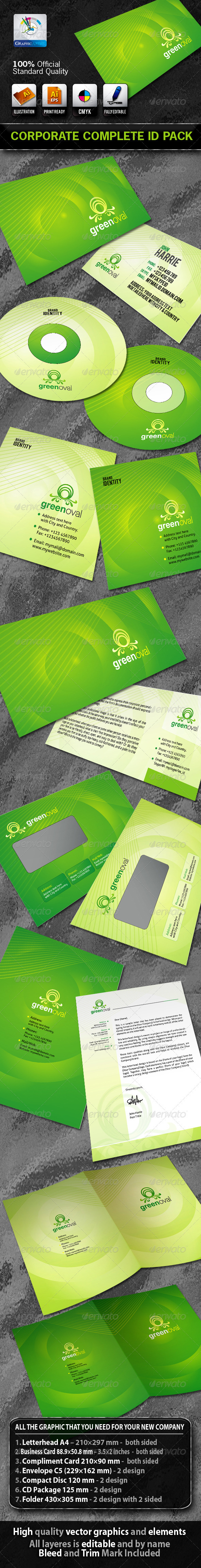 GreenOval Business Corporate ID Pack + Logo - Stationery Print Templates