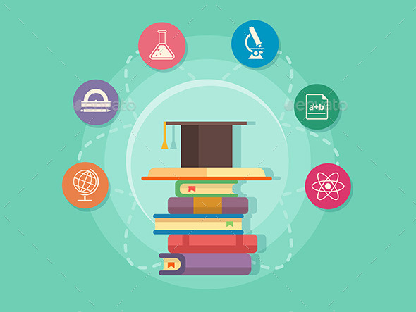 Science Education Flat Style - Objects Vectors
