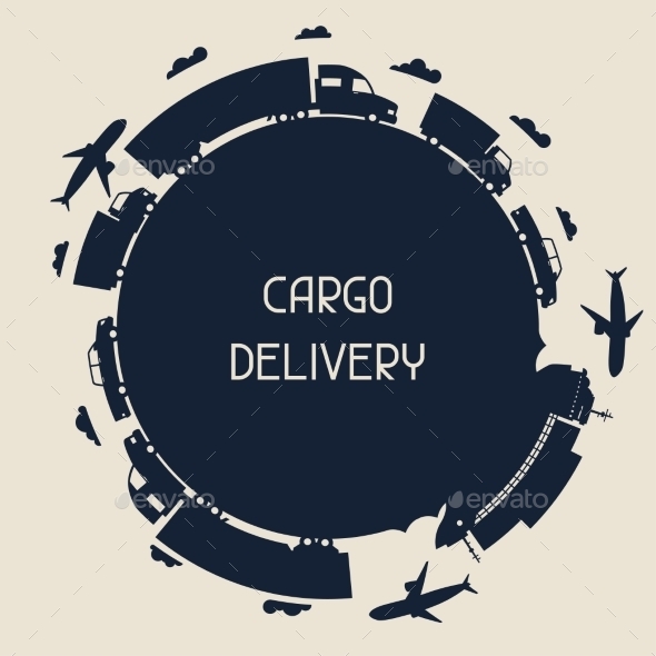 Freight Cargo Transport Icons Background In Flat - Industries Business
