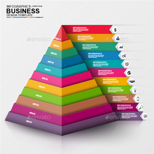 Abstract 3D Digital Business Pyramid Infographic - Infographics