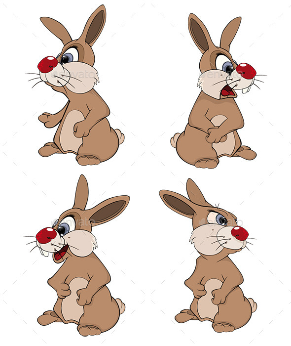 Set of Cute Vector Rabbits - Animals Characters