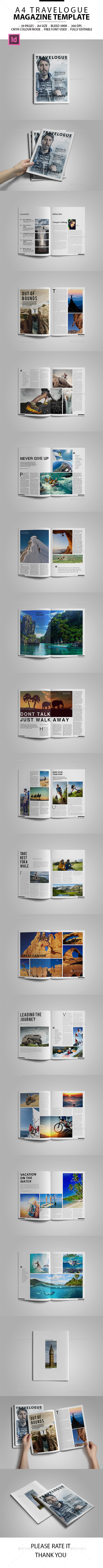 A4 Travelogue Magazine Template - Magazines Print Templates