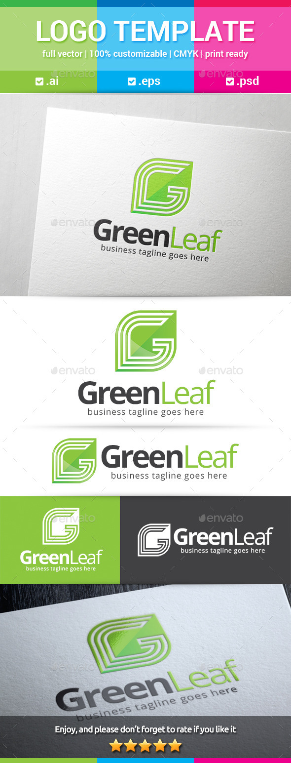 Green Leaf Letter G Logo - Letters Logo Templates