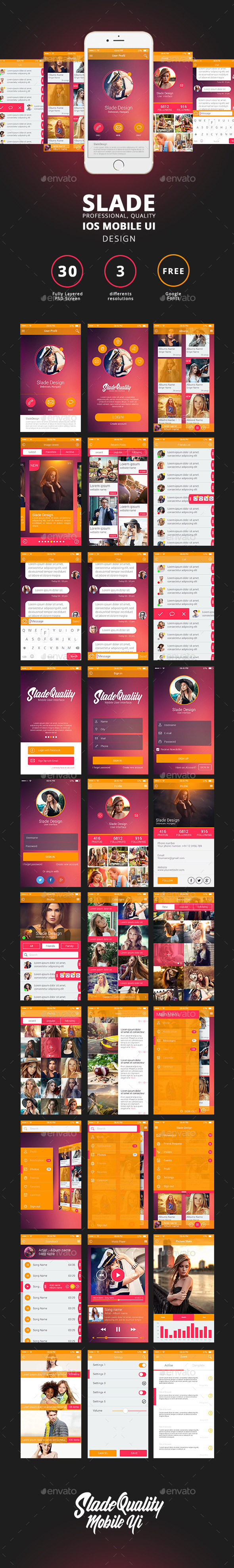 SLADE Professional Quality IOS mobile UI DESIGN - User Interfaces Web Elements