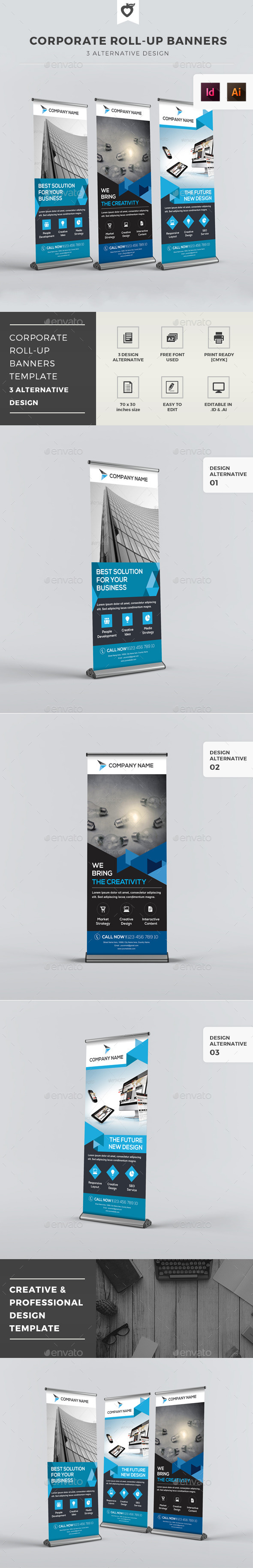 Corporate Roll-up Banners - Signage Print Templates