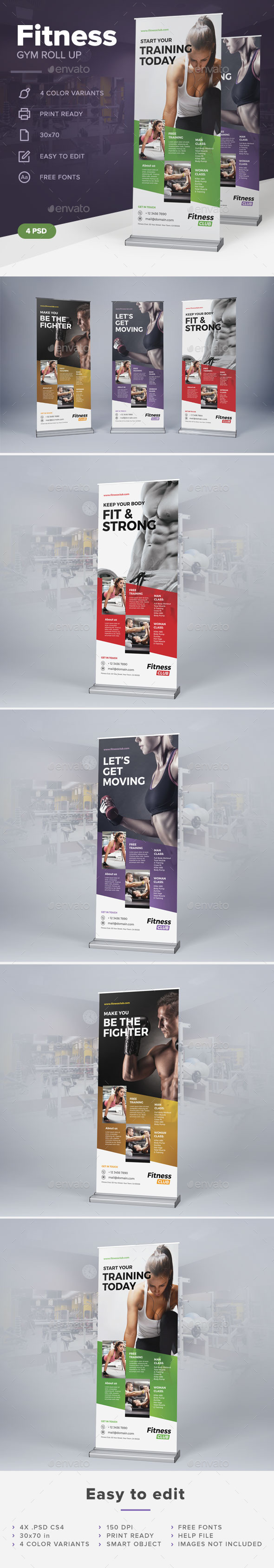 Fitness Gym Roll Up - Signage Print Templates
