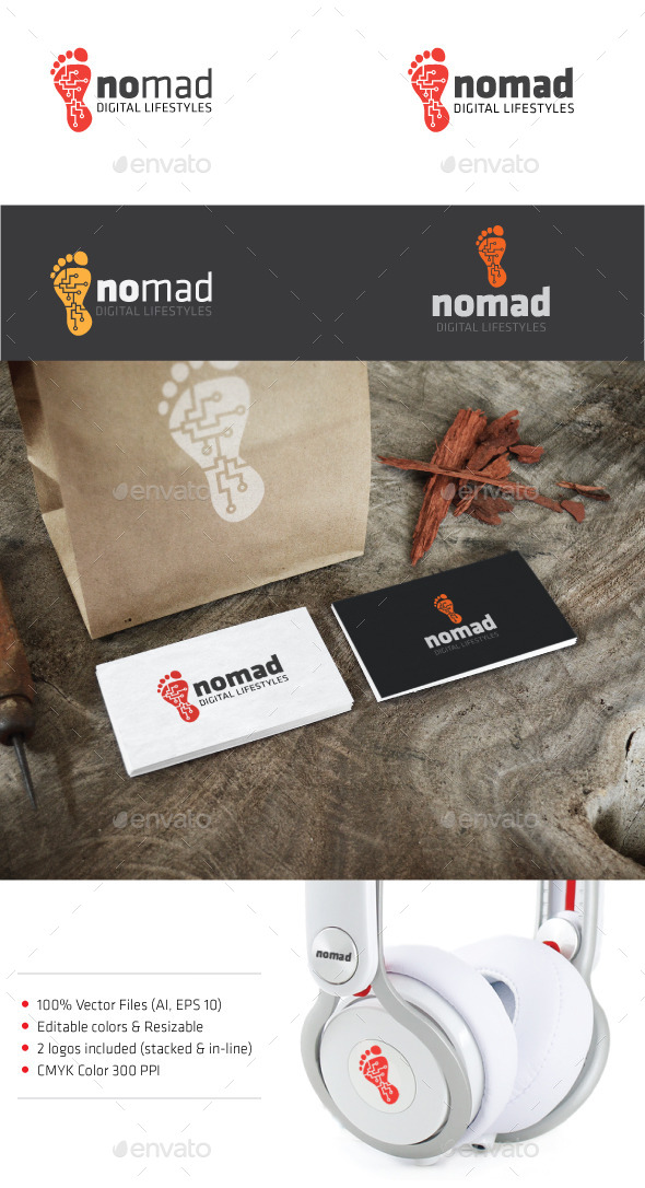 Digital foot print vector logo - Humans Logo Templates