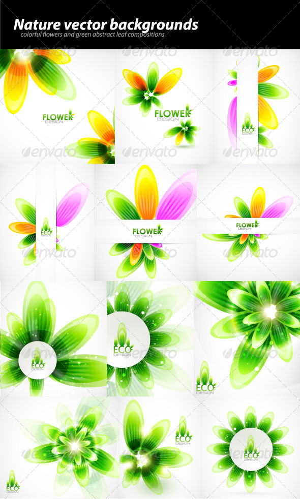 Pack of abstract nature backgrounds - Flowers & Plants Nature