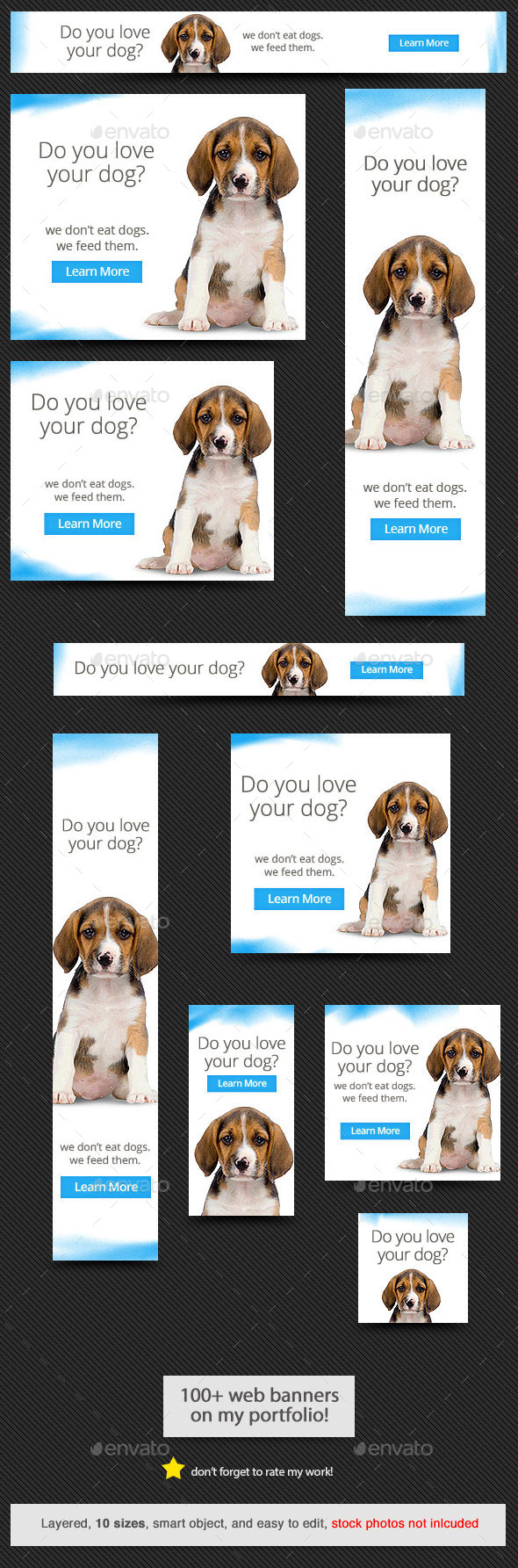 Dog Love Web Banner - Banners & Ads Web Elements