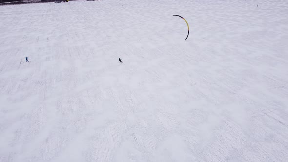 SnowKiting Kitesurfing Sport on the Ice Lake Winter alt