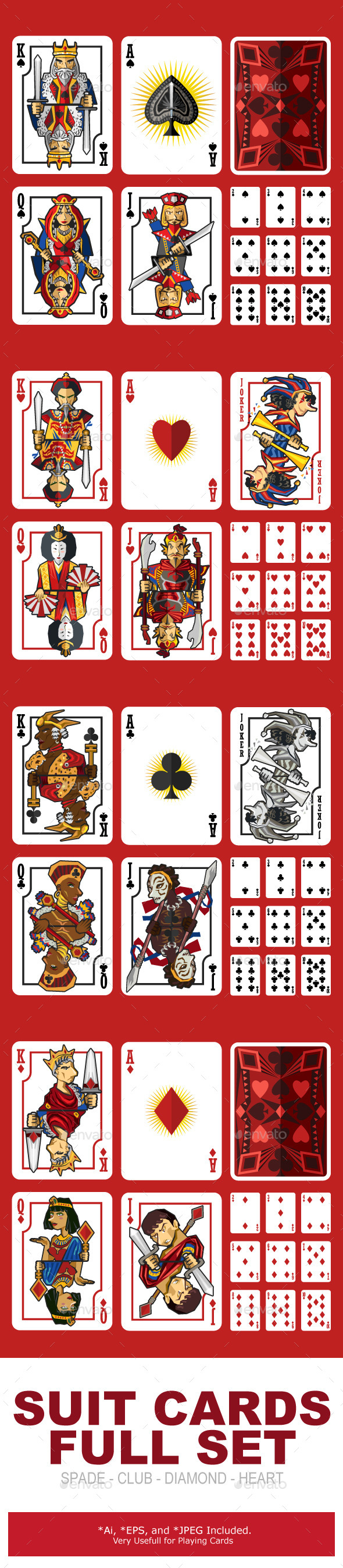 Suit Playing Cards Full Set - Sports/Activity Conceptual