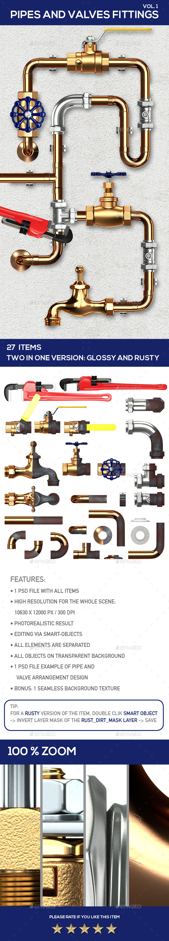Pipes and Valves Fittings V1 - Miscellaneous 3D Renders