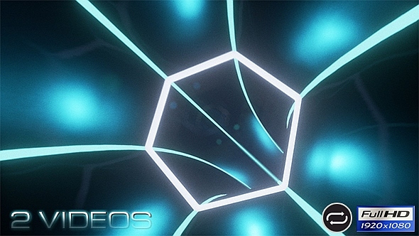 VJ Neon Lights - Hexagon Tunnel - 2 Pack