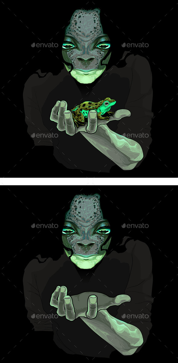 Metamorphosis Monster Guy with a Frog - Monsters Characters