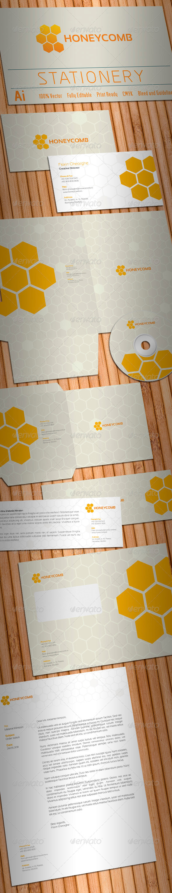 Honeycomb Stationery - Stationery Print Templates