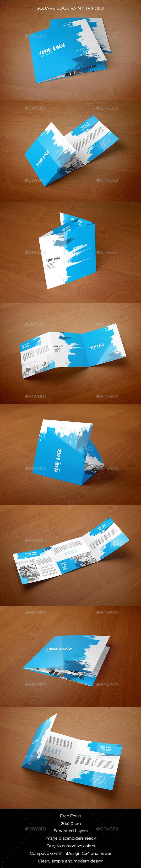 Square Cool Paint Trifold - Brochures Print Templates