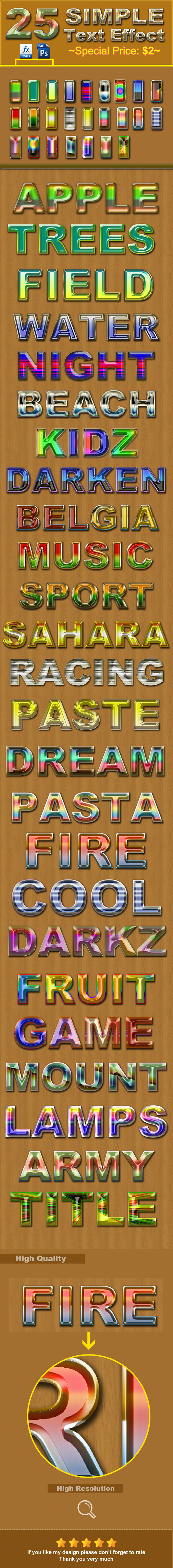 25 Simple Photoshop Text Styles Vol 2 - Text Effects Styles