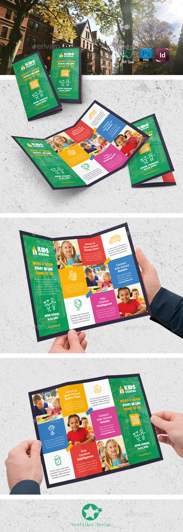 Kids School Tri-Fold Templates - Brochures Print Templates
