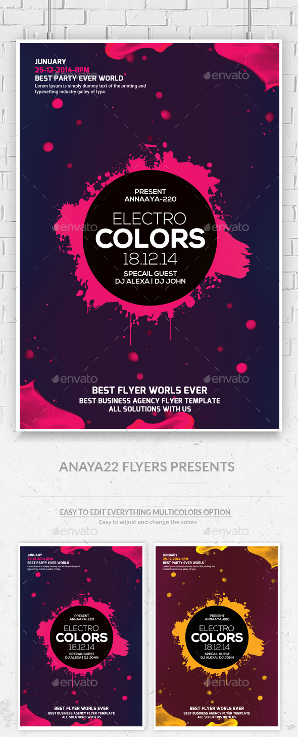 Electro Colors Flyer Templates - Clubs & Parties Events