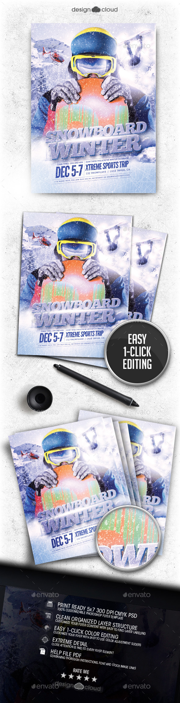 Snowboard Winter Flyer Template - Sports Events