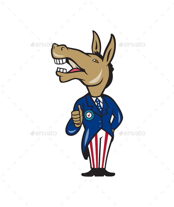Democrat Donkey Mascot Thumbs Up Cartoon Democrat Donkey Mascot Thumbs Up Cartoon