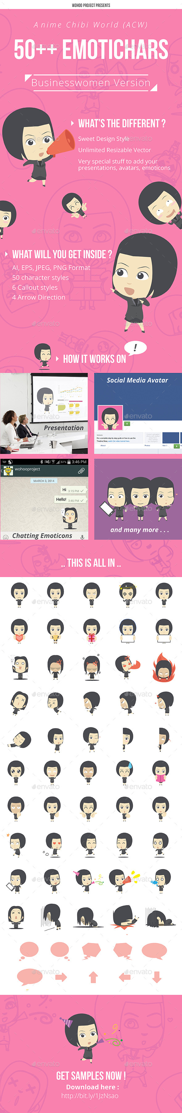 50& Emotichars Businesswomen Version 50& Emotichars Businesswomen Version