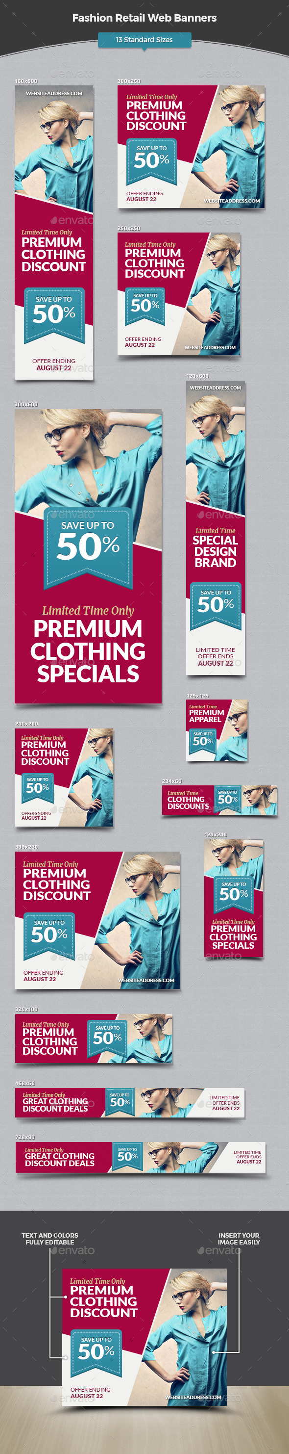 Fashion Retail Web Banners - Banners & Ads Web Elements