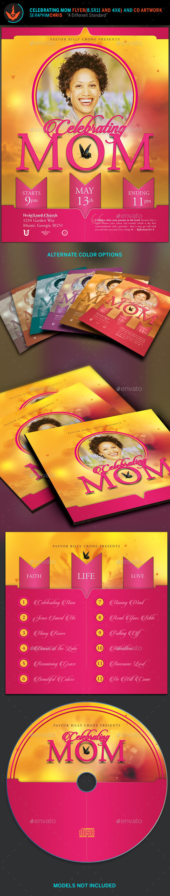 Celebrating Mom Flyer plus CD Artwork - Church Flyers