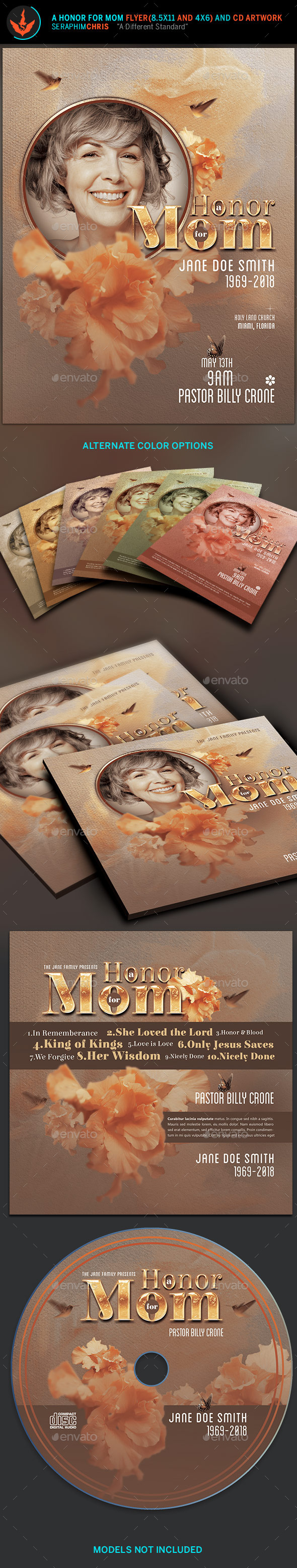 A Honor for Mom Flyer plus CD Artwork - Church Flyers