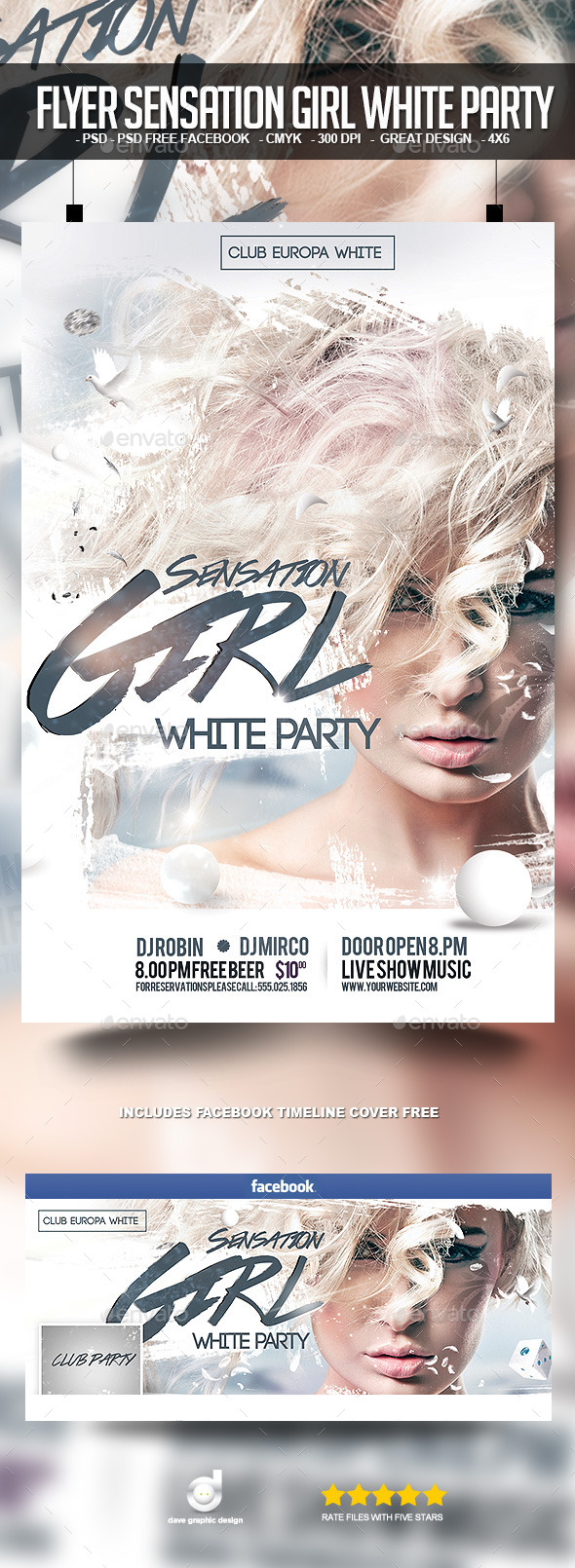 Flyer Sensation Girl White Party - Clubs & Parties Events