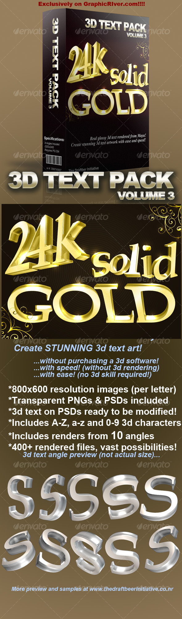 Glossy 3D Text Pack Volume 3 - 3D Backgrounds