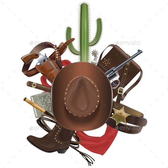 Vector Cowboy Concept with Hat Vector Cowboy Concept with Hat