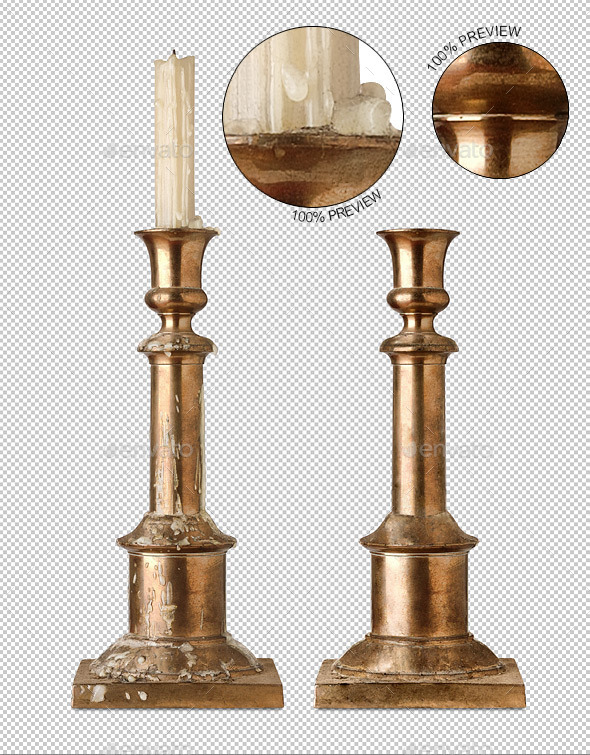 Vintage Brass Candlestick - Home & Office Isolated Objects