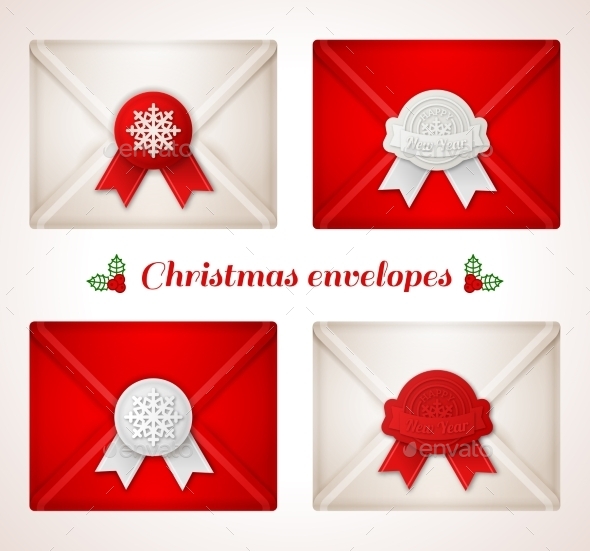 Set of Christmas Envelope Icons Set of Christmas Envelope Icons