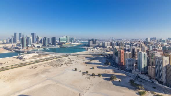 Aerial Skyline of Abu Dhabi City Centre From Above Timelapse alt