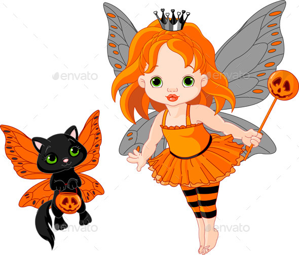 Halloween Fairy and Cat Halloween Fairy and Cat