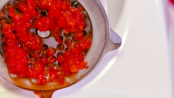 Red Paprika In Minced Machine