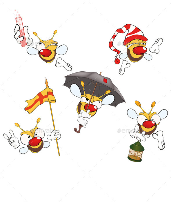 Cartoon Yellow Bees - Animals Characters