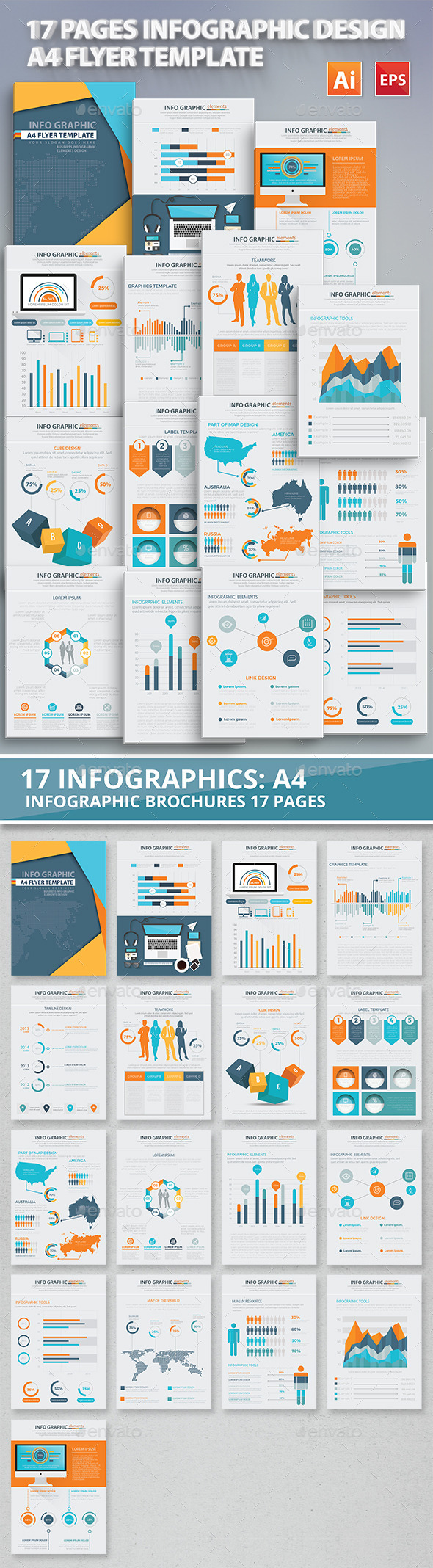 17 Pages Info Graphic Elements Design
