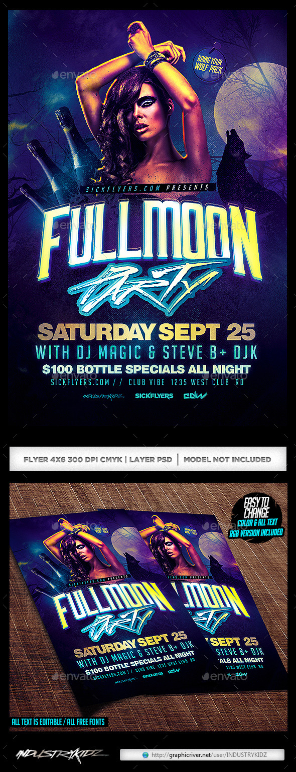 Full Moon Party Flyer - Clubs & Parties Events