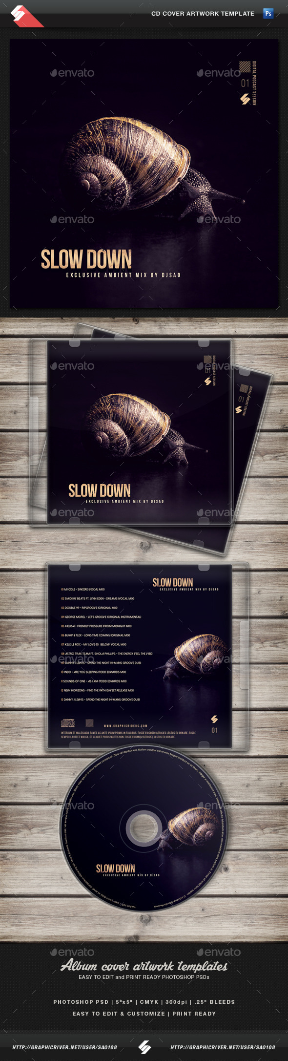 Ambient Mix - CD Cover Artwork Template - CD & DVD Artwork Print Templates
